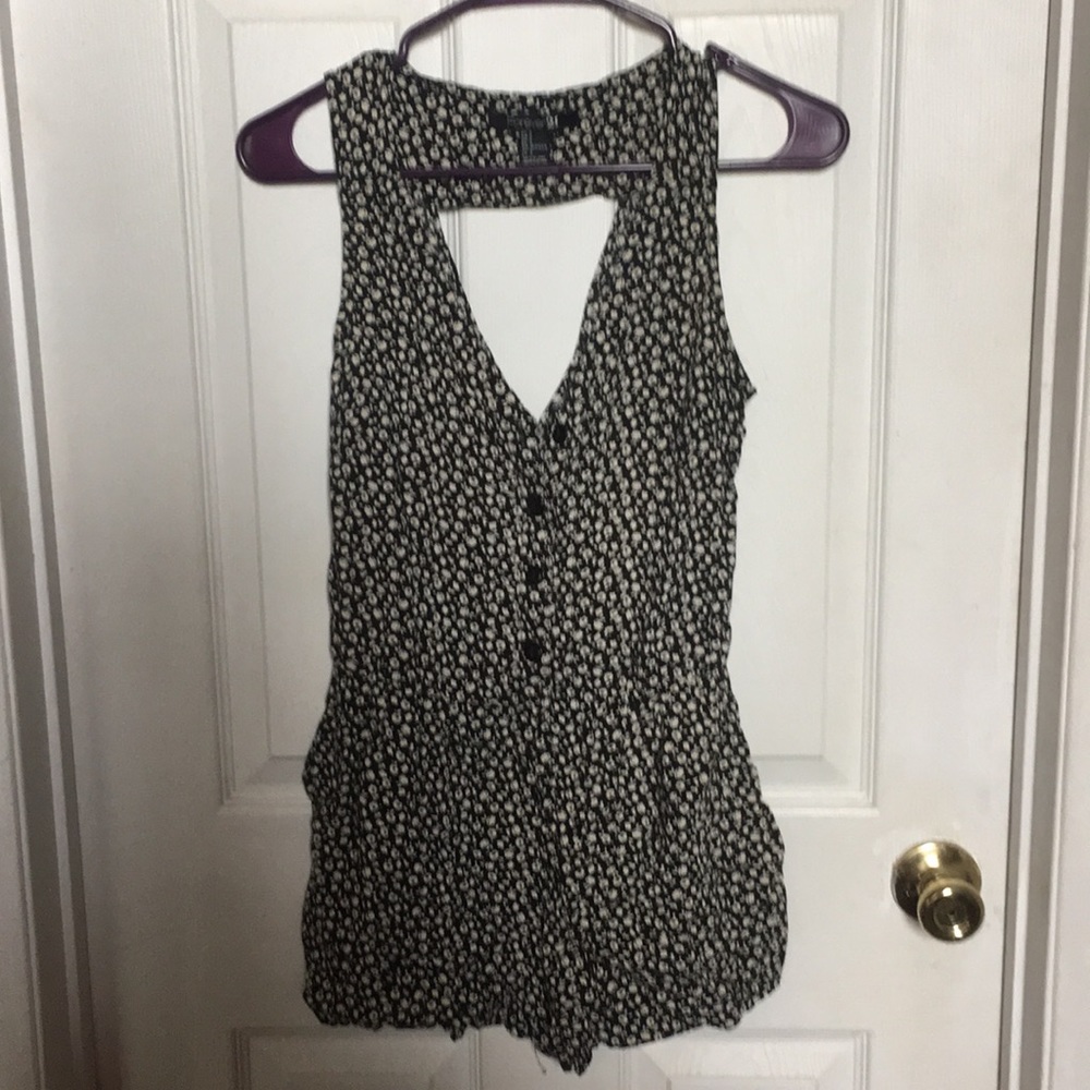 Forever21 black and white floral romper